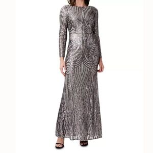 Adrianna Papell  - Gatsby Silver Sequin Gown - Size 6